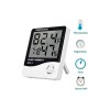 Ceas Digital cu Alarma, Termometru si Higrometru HTC-1, Temperatura/Umiditate Interioara, Display LCD