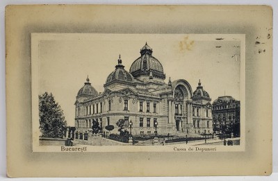 BUCURESTI , CASSA DE DEPUNERI , CARTE POSTALA EMBOSATA , 1912 foto