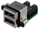Soclu USB A pentru montare pe panou, aurit