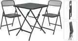 Cumpara ieftin Set Mobilier Pliabil Gradina/Balcon 3 Piese Antracit PROGarden - Masa 60x60x72cm, Scaune 43x48x81cm, Otel Anticoroziv, Sarcina Max 120kg