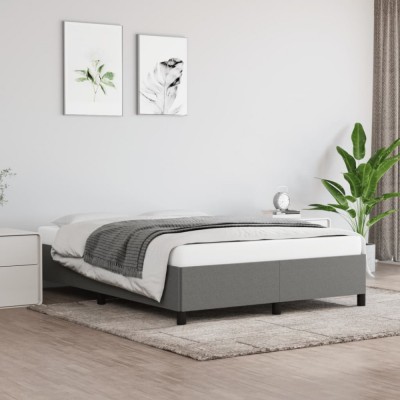 vidaXL Cadru de pat fără saltea, gri &amp;icirc;nchis, 140x190 cm, textil 347059 foto