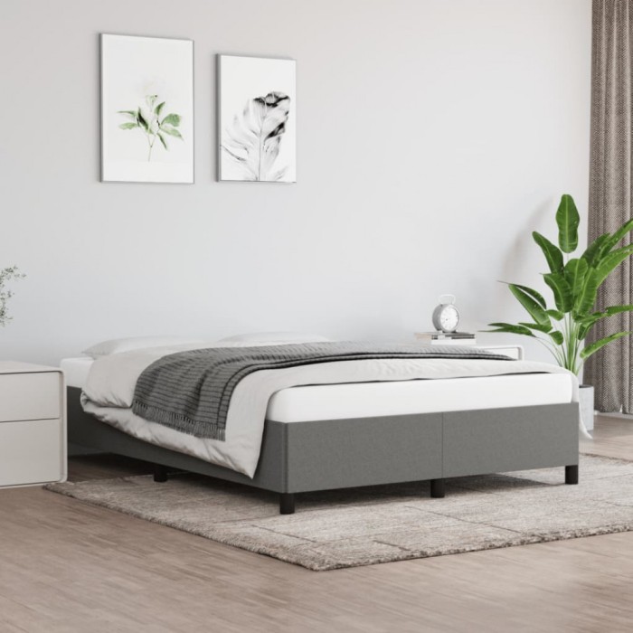 vidaXL Cadru de pat fără saltea, gri &icirc;nchis, 140x190 cm, textil 347059