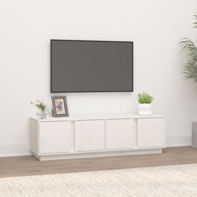 vidaXL Comodă TV, alb, 140x40x40 cm, lemn masiv de pin foto