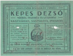 Kepes Dezso Ceasornicar Bijutier Oradea Nagyvarad Saspalota Passage ND(1916) foto