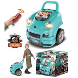 Set Reparatie Motor Auto Mecanic, Sunete, Lumini, Telecomanda, Claxon, Schimbator viteze, 61 piese