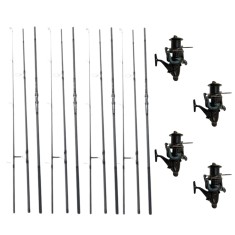 Set Complet 4 Lansete Crap Guardian Angel 3,90m, 4lb, cu 4 Mulinete Long Cast DP70FR, 11 Rulmenți