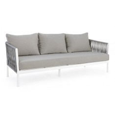 Canapea aluminiu alb textil gri Florencia 220x85x86 cm