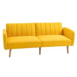 HOMCOM Canapea extensibilă 2 locuri modernă 173x75x73 cm Canapea pliabilă tapițată cu material sintetic cu aspect de in, spătar reglabil &icirc;n 3 trepte ș