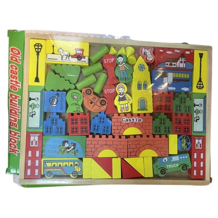 Set Cuburi de lemn Construieste un Castel