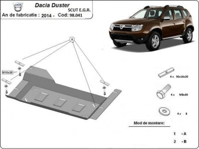 Scut metalic pentru EGR Dacia Duster Stop&amp;amp;amp;Go II 2014-2017 foto