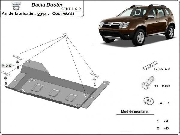 Scut metalic pentru EGR Dacia Duster Stop&amp;amp;Go II 2014-2017