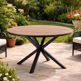 Masa rotunda pentru gradina, cadru aluminiu cu blat polywood aspect lemn, 112x73 cm, maro natur Household NewTrend