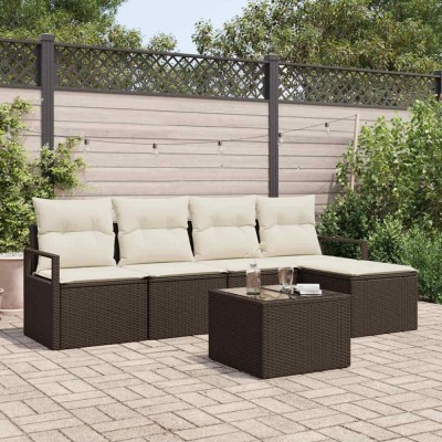 vidaXL Set de canapele pentru grădină 6 pcs Maro Rattan poli 3346348 foto