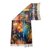 Fular tip esarfa pictata FP, bleu/verde, 185x75 cm