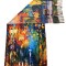 Fular tip esarfa pictata FP, bleu/verde, 185x75 cm