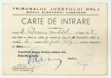 CARTE DE INTRARE - pentru Alegerile Electorale din 20 decembrie 1937