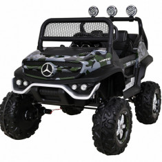 Masinuta electrica Mercedes Benz, off road, 12V, 2 scaune, roti spuma EVA, LED, muzica, centura siguranta, Jack, 102x65x84cm