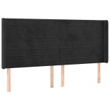 Cumpara ieftin Tablie de pat cu aripioare, negru, 203x16x118/128 cm, catifea