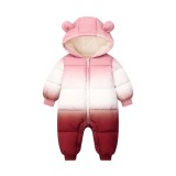 Combinezon in degrade visiniu cu alb (Marime Disponibila: 9-12 luni (Marimea 20, Superbaby
