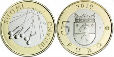 Finlanda moneda comemorativa 5 euro 2010 - Regiunea Satakunta - UNC foto