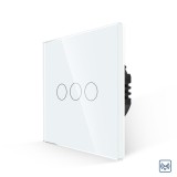Cumpara ieftin Intrerupator triplu touch RF433 din sticla alba Luxion