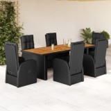 VidaXL Set mobilier de grădină cu perne, 7 piese, negru, poliratan 3277648