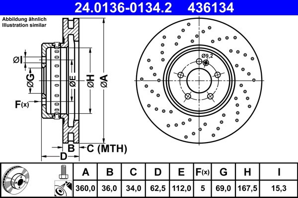 ATE 24.0136-0134.2 Disc frana