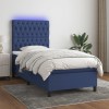 VidaXL Pat cu arcuri, saltea și LED, albastru, 90x190 cm, textil 3135083