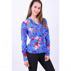 Bluza Florala Pieces Rinna Flowers Albastru foto