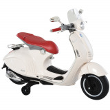 Cumpara ieftin HOMCOM Motocicleta Jucarie cu Licenta Oficiala Vespa, pentru Copii 3+ Ani, cu 2 Roti Suplimentare, Lumini si Sunete, 108x49x75cm Roz | Aosom RO