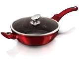 Tigaie adanca cu capac 28 CM, Burgundy Metallic Line, Berlinger Haus