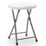 Taburet pliabil pentru camping sau gradina, cadru metalic si blat PVC, 32x44 cm, alb Household NewTrend