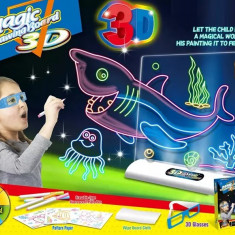 Jucarie creativa - Tabla de desenat cu lumini si ochelari 3D - Oceanul | OEM