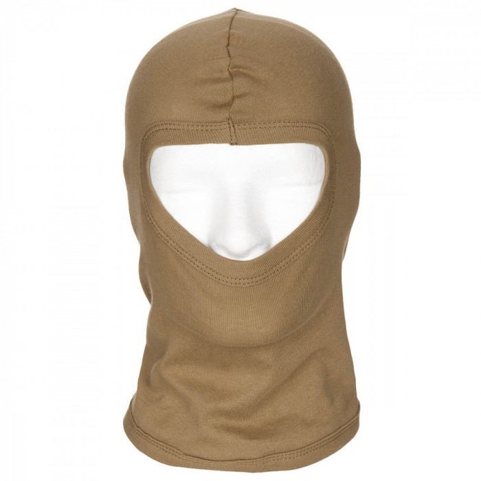 Cagula Bumbac, Subtire si Elastica Adult Balaclava &quot;1 gaura&quot; Tan MFH 10902R