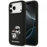 Husa pentru Apple iPhone 17 Pro Max, Karl Lagerfeld, Sketch and Logo Karl &amp; Choupette, Neagra