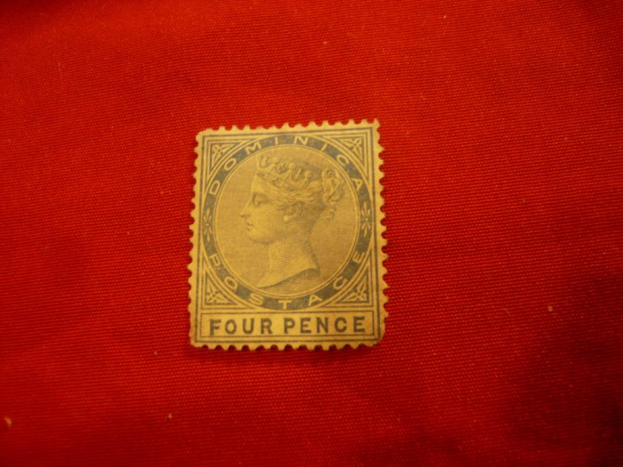 Timbru Dominica 1879 - Regina Victoria ,4 p albastru