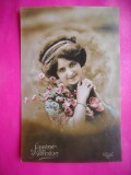 HOPCT 12224 ANUL 1913 -FELICITARE VECHE -FEMEI FRUMOASE -STAMPILOGRAFIE/ TIMBRU -FRANTA -EUROPA - -ROMANTICA- -CIRCULATA