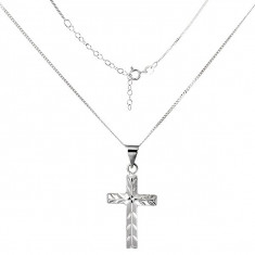 Colier realizat din argint 925 - cruce cu crestături oblice