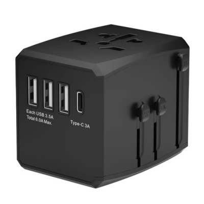 Adaptor pentru Priza PD30W, 3 x USB, Type-C, EU, UK, AUS, US - Techsuit (HHT904) - Black foto