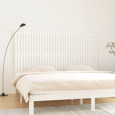 Tăblie de pat pentru perete, alb, 204x3x110 cm, lemn masiv pin foto