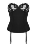 Corset Sexy Cu Dantela Editya, Negru, M/L