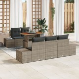 Gossi set canapea gradina cu perne gri din ratan poli, 6 piese