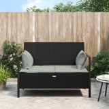 Banca Gradina 2 Locuri vidaXL, Poliratan Negru, Perne Incluse, Spatiu Depozitare, 112x59x82.5 cm