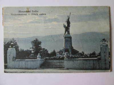 Rară! Carte poștala Sibiu:Monumentul eroilor,circulată 1931 foto