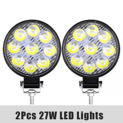 Set 2 x Proiector LED Auto Offroad 27W12V-24V, 1980 Lumeni Rotund foto