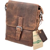 Greenwood&reg;: Geanta de umar barbati din piele naturala, Piele De bovina Top Grain, 18x22x6 cm