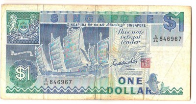SV * Singapore ONE DOLLAR 1987 +/- VF foto
