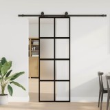 VidaXL Ușă glisantă cu set feronerie neagră 76x205cm sticlă securizată