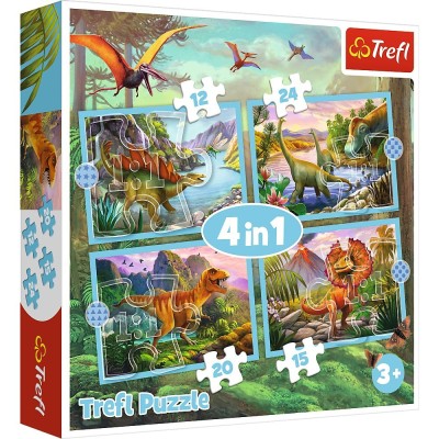 PUZZLE TREFL 4IN1 LUMEA DINOZAURILOR foto