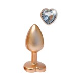 Plug anal DREAMTOYS Pearl Gold Plug, cu bază &icirc;n formă de inimă, lungime 7.1 cm, diametru 2.7 cm, auriu, mărime S